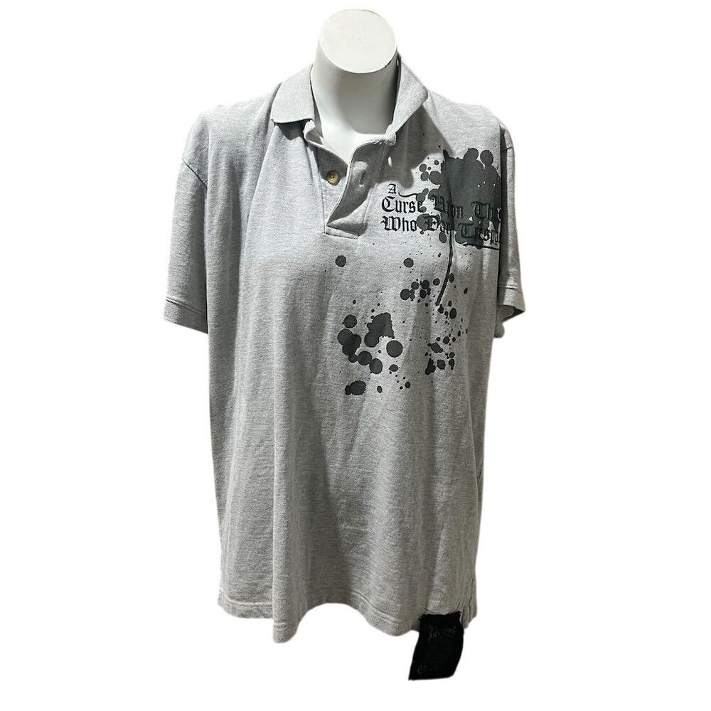 Disney Pirates of the Caribbean Men's Polo Shirt Gray Size L